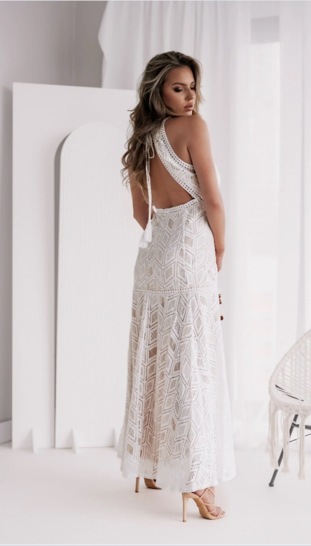 Robe longue dentelle